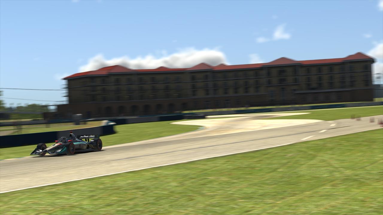 Dalton Kellett navigates the hotel esses during Race 3 of the INDYCAR iRacing Challenge Season 2 at the virtual Sebring International Raceway -- Photo by:  Photo Courtesy of iRacing